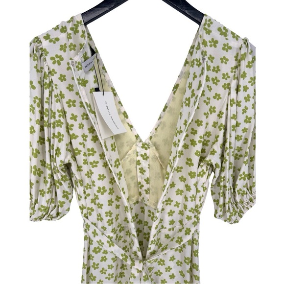 Faithfull the Brand NWT 4 Rubinetti Gita Green Floral Puff Sleeve Midi Dress - Picture 9 of 13